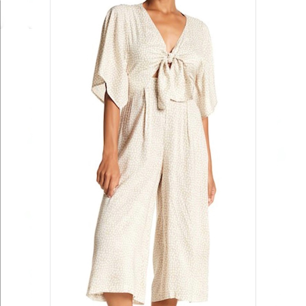 Dee Elly Polka Dot Tie Front Jumpsuit